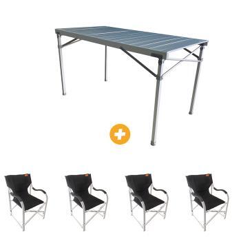 4 Fauteuil Director XL Cuba - Table Flex Alu 4 personnes