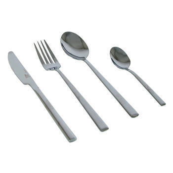 Set de 16 couverts au style industriel : finition argentée
