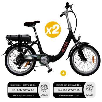 Pack 2 Vélos à assistance électrique Confort 20'' Noir 13Ah + Marquage BicyCode