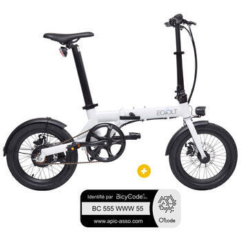 Pack Vélo à assistance électrique pliant 16'' City blanc + Marquage BicyCode
