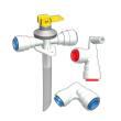 Raccordement Eau Boiler : Soupape de vidange et raccords coudés pour pose de tubes rigides diam. 12mm (système Jon Guest) Truma