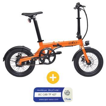 VELO A ASSISTANCE ELECTRIQUE CITY ORANGE+ MARQUAG+DECL BICYCODE