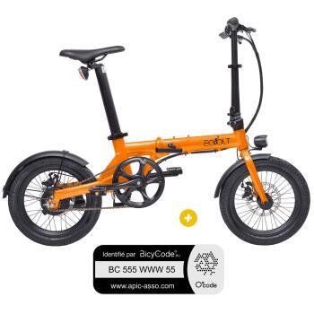 Pack Vélo à assistance électrique pliant 16'' City orange + Marquage BicyCode