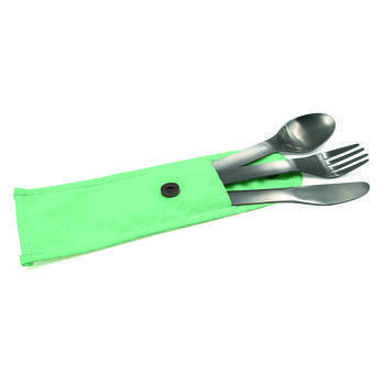 Couverts nomades en inox : Pochette verte