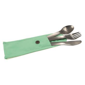 Couverts nomades en inox : Pochette verte