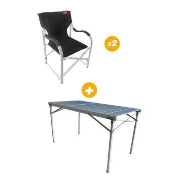 Pack Fauteuil Director XL Cuba - Fauteuil Director XL Cuba - Table Flex Alu - 4 personnes