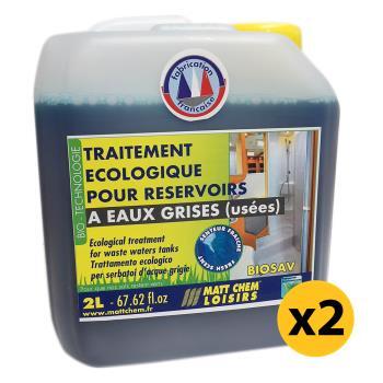 Lot de 2 bidons de traitement pour réservoirs d’eaux usées BIOSAV