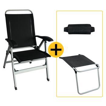 Fauteuil confort  noir + repose-jambes + repose tete noir