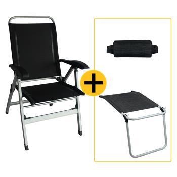 Fauteuil confort  noir + repose-jambes + repose tete noir