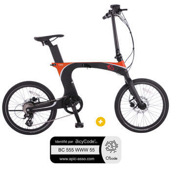 Pack  Vélo à assistance électrique pliant 20'' Carbon + Marquage BicyCode