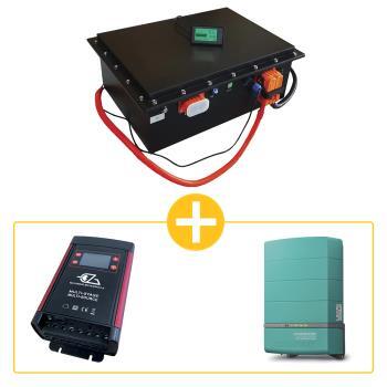 BATTERIE LITHIUM OFFBOARB CAMPING-CAR 12v -400 A + CHAGEUR DC-DC CARSPA 1240 –CHARGEUR INVERTER COMBI MASTER 12/300 100 A
