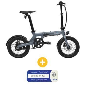 VELO A ASSISTANCE ELECTRIQUE SPORT GRIS+ MARQUAG+DECL BICYCODE