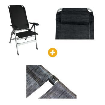 Pack Fauteuil Confort Maxi + Repose-tête + Repose-jambes noir