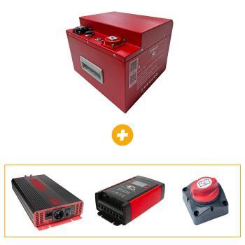 Pack Batterie Lithium + Convertisseur Pure-Sinus + Chargeur DC-DC MBB1040 + Coupe batterie unipolaire