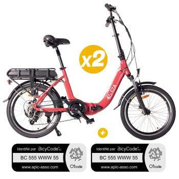 Pack 2 Vélos à assistance électrique Confort 20'' Rouge 13Ah + Marquage BicyCode