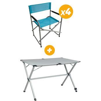 Pack Table pliante Gap Less  Grise 4 personnes + 4 Fauteuils director en acier