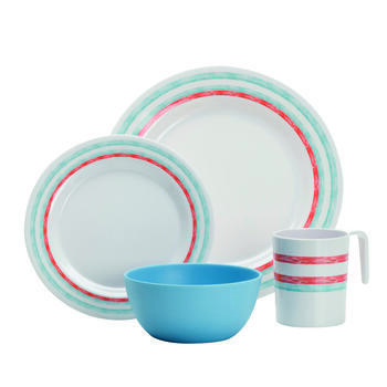 Pack de vaisselle en mélamine Just Stripes 16 pièces