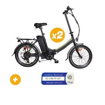 2 Vélos à assistance électrique pliant 20 Pouces Gris Basic