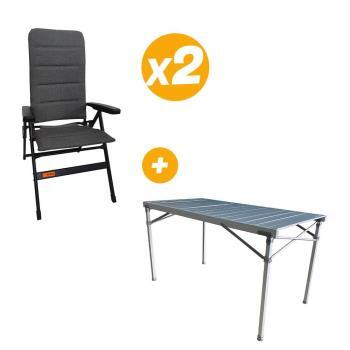 2 FAUTEUIL SOLEO+TABLE PLIANTE 115