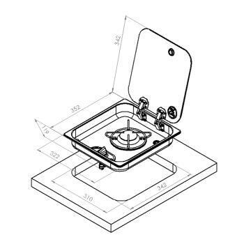 Réchaud à gaz encastrable avec couvercle en acier inoxydable