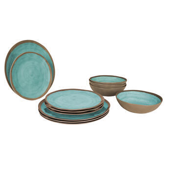 Pack de vaisselle en mélamine  Halo Aqua en mélamine 12 Pièces