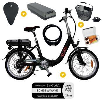 Pack Vélo à assistance électrique Confort 20'' Noir 13Ah + Marquage BicyCode