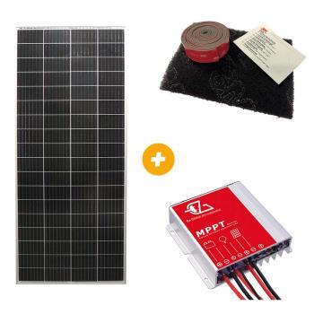 PANNEAU SOLAIRE E-SSENTIAL FLAT 155W Régulateur solaire MPPT Bluetooth 15A Kit adhesif 3M pour panneaux solaires E-ssential