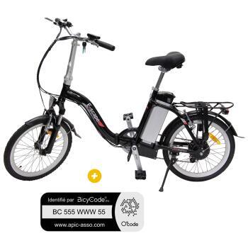 Pack Vélo à assistance électrique pliant Classic 20'' Noir + Marquage BicyCode