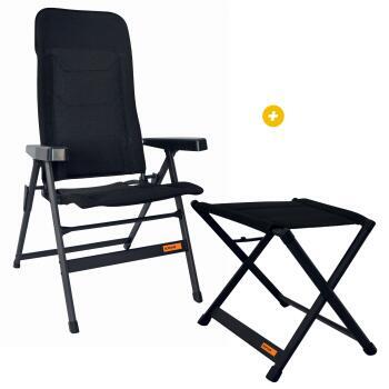 Fauteuil Major Noir  + Repose-jambes Major Noir