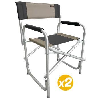 2 Fauteuils directeur Havana Beige / Gris