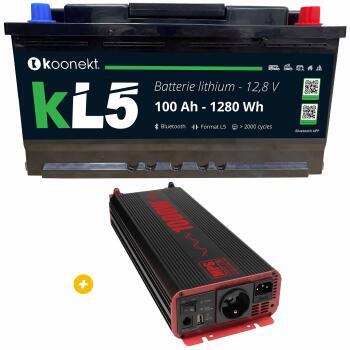 Batterie Lithium compacte 100 Ah + Convertisseur Pur-Sinus 1000W