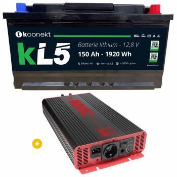 Batterie Lithium compacte 150 Ah + Convertisseur Pur-Sinus 2000W