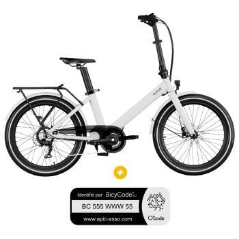 Vélo à assistance électrique pliant 24'' Evening Origins Gris Lune + Marquage Bicycode