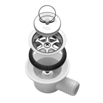 Siphon avec raccord d’évacuation coudé