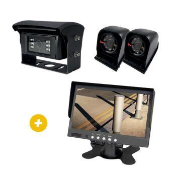 Pack vision arrière et latérale Caméra arrière Noire 120° + latérales x2 + Ecran 7
