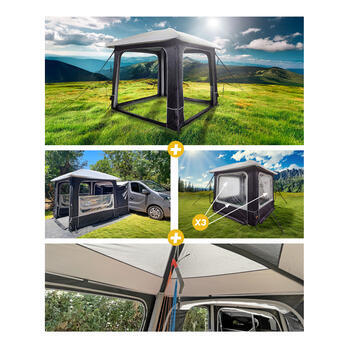 Abri gonflable Lodge Air + Tunnel + 3 Murs + Barres de renfort et barres balcon pour abri Lodge Air