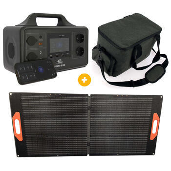 Power Station Power-E 500 + Panneau solaire + Sac de transport