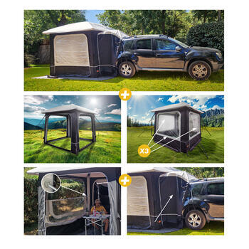 Abri gonflable Lodge Air + Tunnel de raccordement + 3 Murs pour abri Lodge Air + Barres de renfort