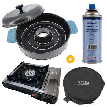 Réchaud à gaz portable 1 feu + Four nomade + Sac de rangement + Cartouche