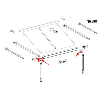 Support de pied de store et de barre de tension gauche et droit - Store Thule 1200