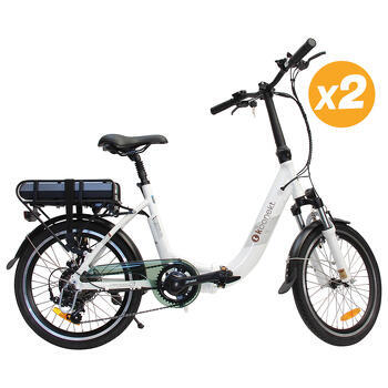 Pack 2 Vélos à assistance électrique pliants 20 Pouces Blanc Confort