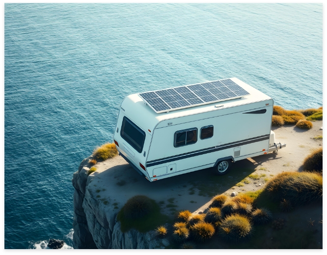 caravane avec panneaux solaires