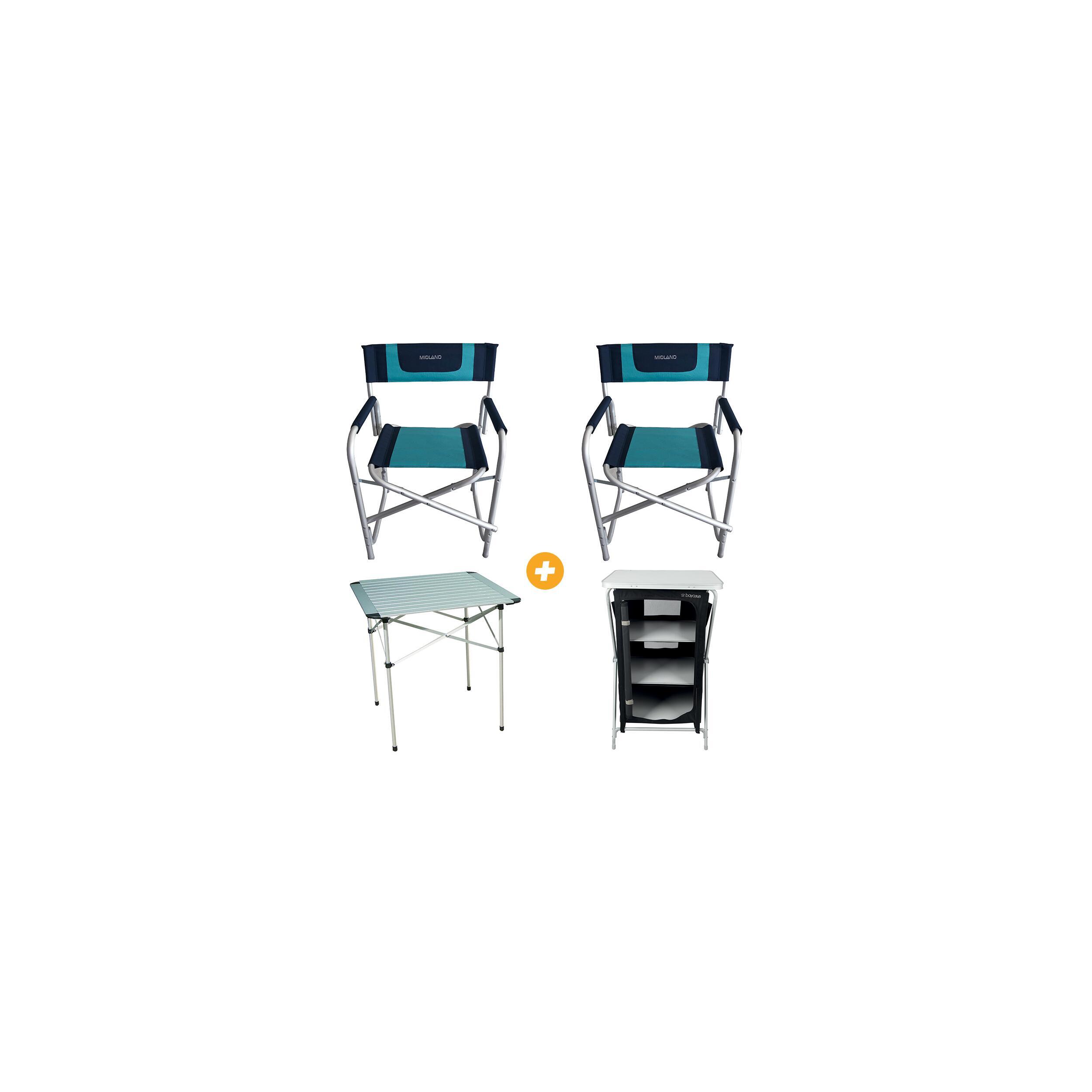 2 Fauteuil Director -Table pliante Eco- Meuble de rangement Rigel