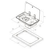 Combiné réchaud 1 feu + évier rectangle avec couvercle