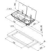 Combiné réchaud 2 feux + évier rectangle avec couvercle