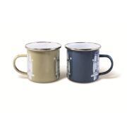 Lot de 2 Mugs émaillés Combi : Legendary Beige et Bleu