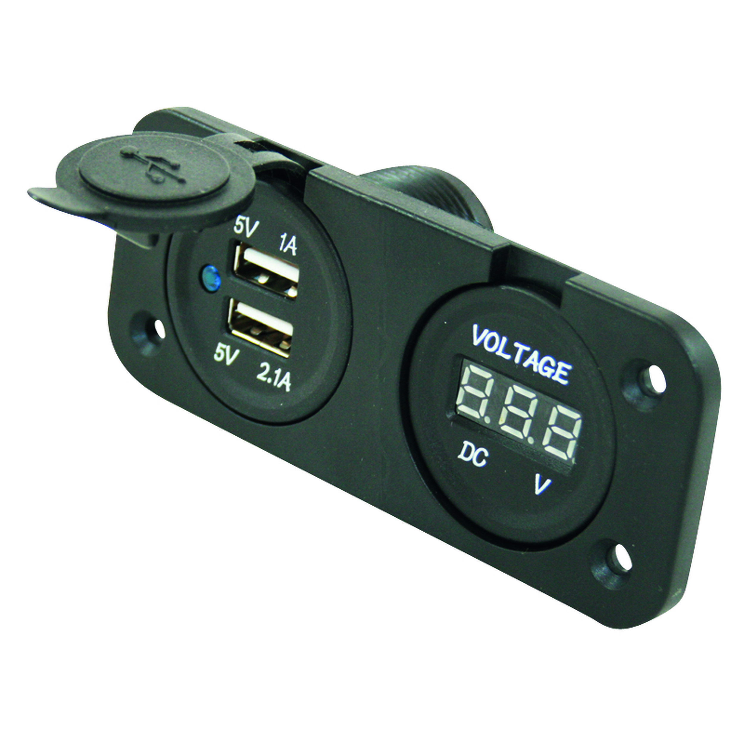 Socle 2 prises USB + voltmètre : Encastrable