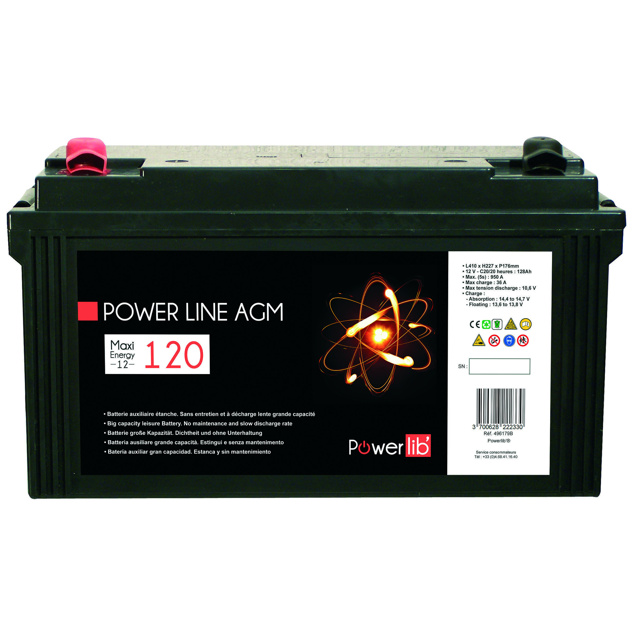 Batterie auxiliaire Power Line AGM : 120A