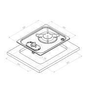 Réchaud à gaz encastrable en acier inoxydable 1 Feu 263×323
