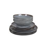 Pack de vaisselle en mélamine  Halo Gris et Terra  - 12 Pièces